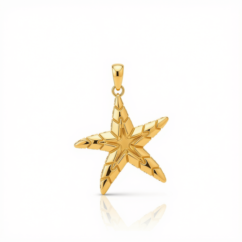18k Gold Starfish Pendant - 18k Gold Pendant - Embellish Gold Jewelry & Diamond