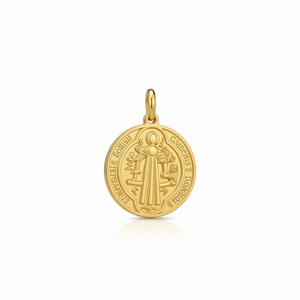 18k Gold Round Christ Pendant - 18k Gold Pendant - Embellish Gold