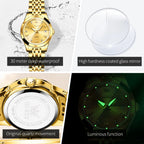 OLEVS Fashion Golden Watch for Women
