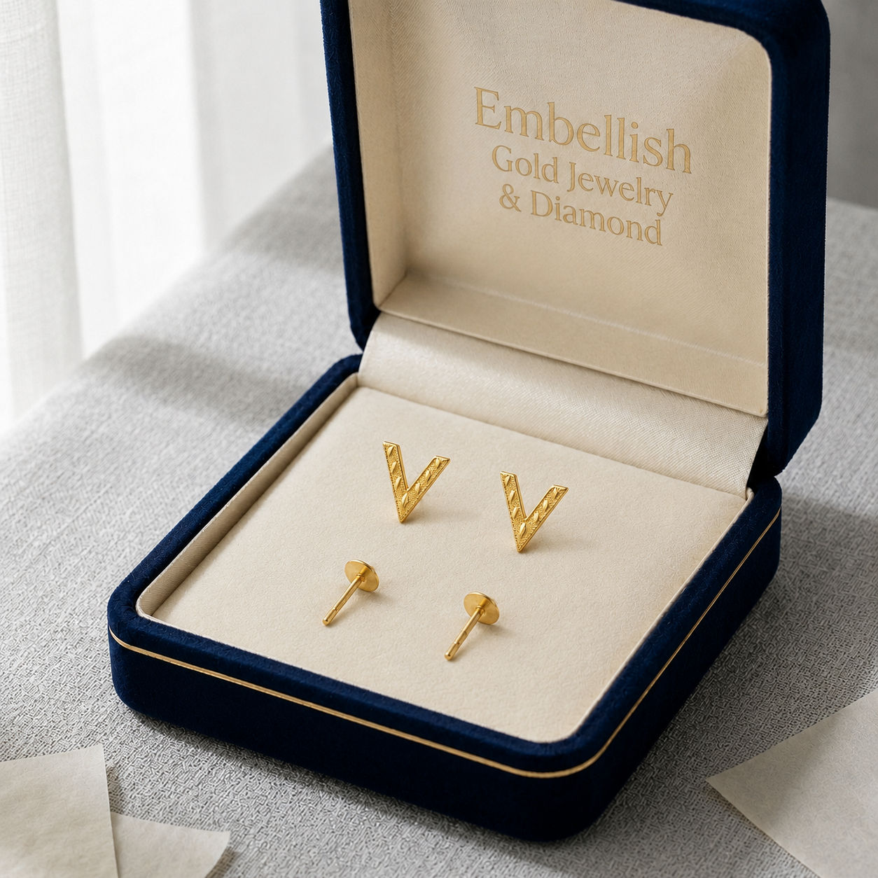 18k Gold V Screw Earrings