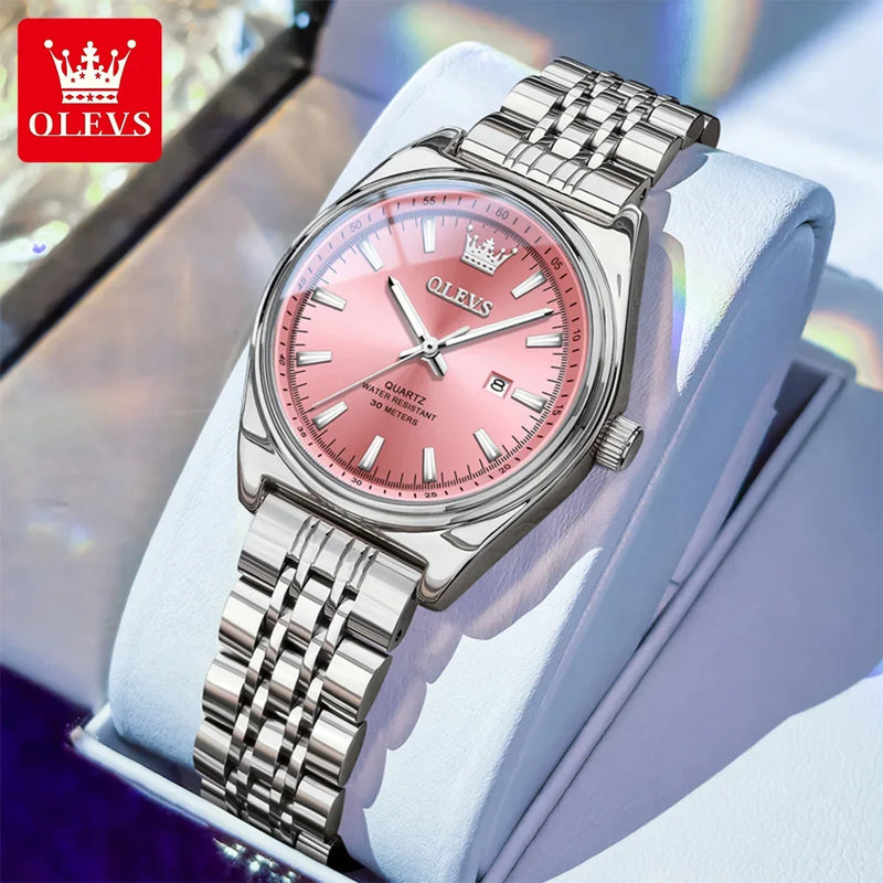 OLEVS New 3703 Watches Woman - مجموعة احتفالية - Embellish Gold Jewelry & Diamond