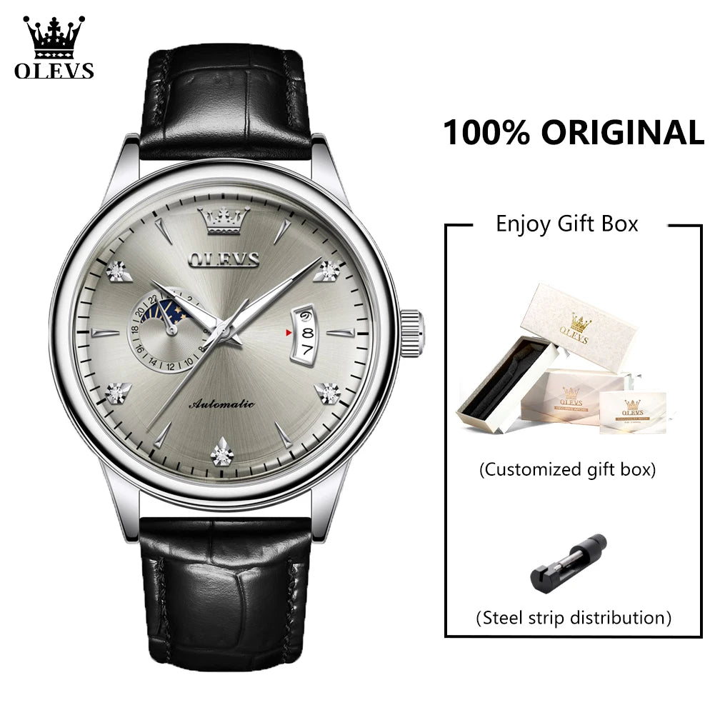 OLEVS 7040 24h Moon Phase Men's Watch - Festive Collection - Embellish Gold Jewelry & Diamond