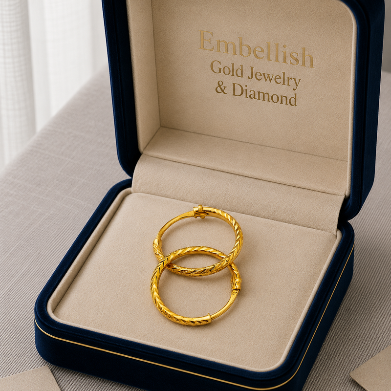 21k Gold Simple Loop Earrings - ad collection - Embellish Gold Jewelry & Diamond