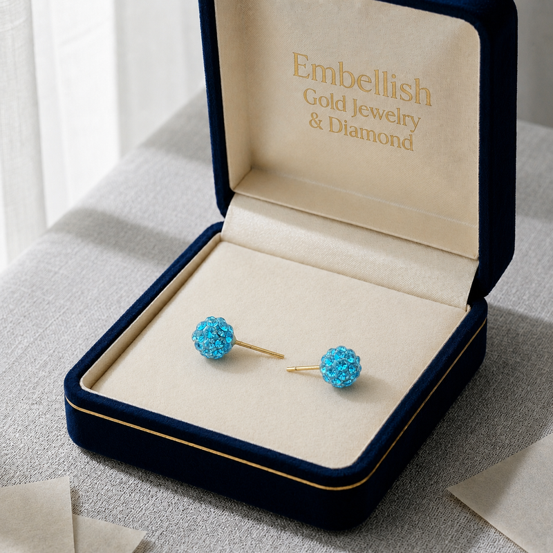 18k Gold Swarovski Multi color Studs Earrings - 18k Gold Earrings - Embellish Gold