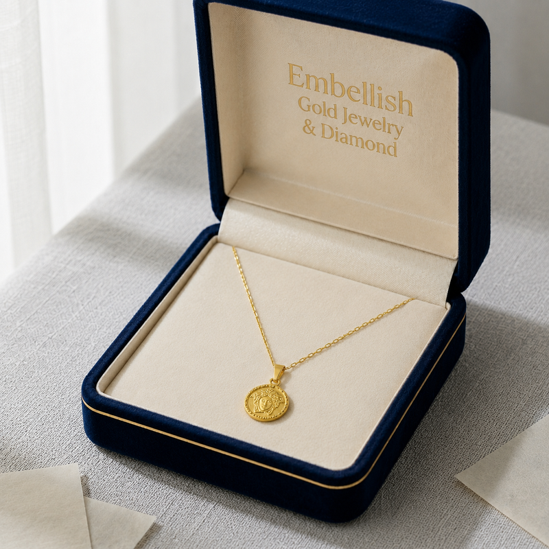 18K Real Gold Bucks Necklace - 18k Gold Necklace - Embellish Gold