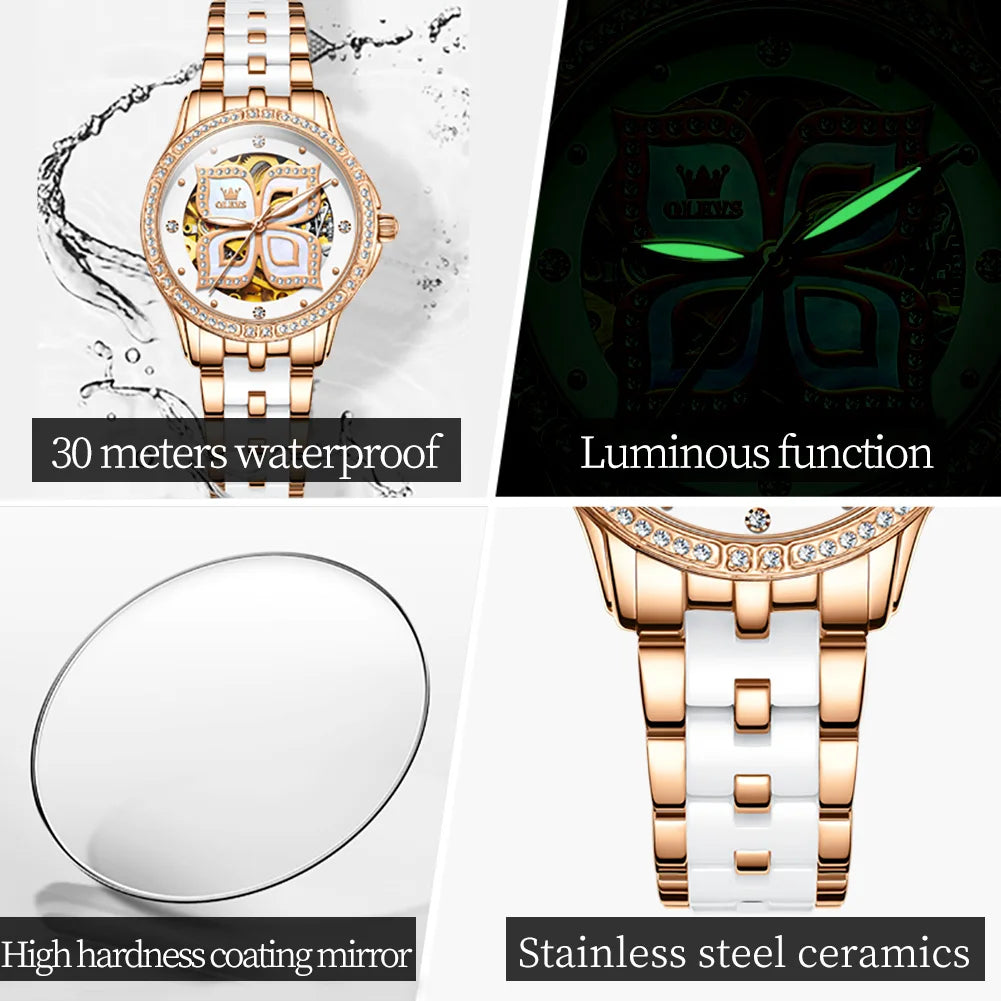 OLEVS Elegant Fashion Women's Watches - Festive Collection - Embellish Gold Jewelry & Diamond