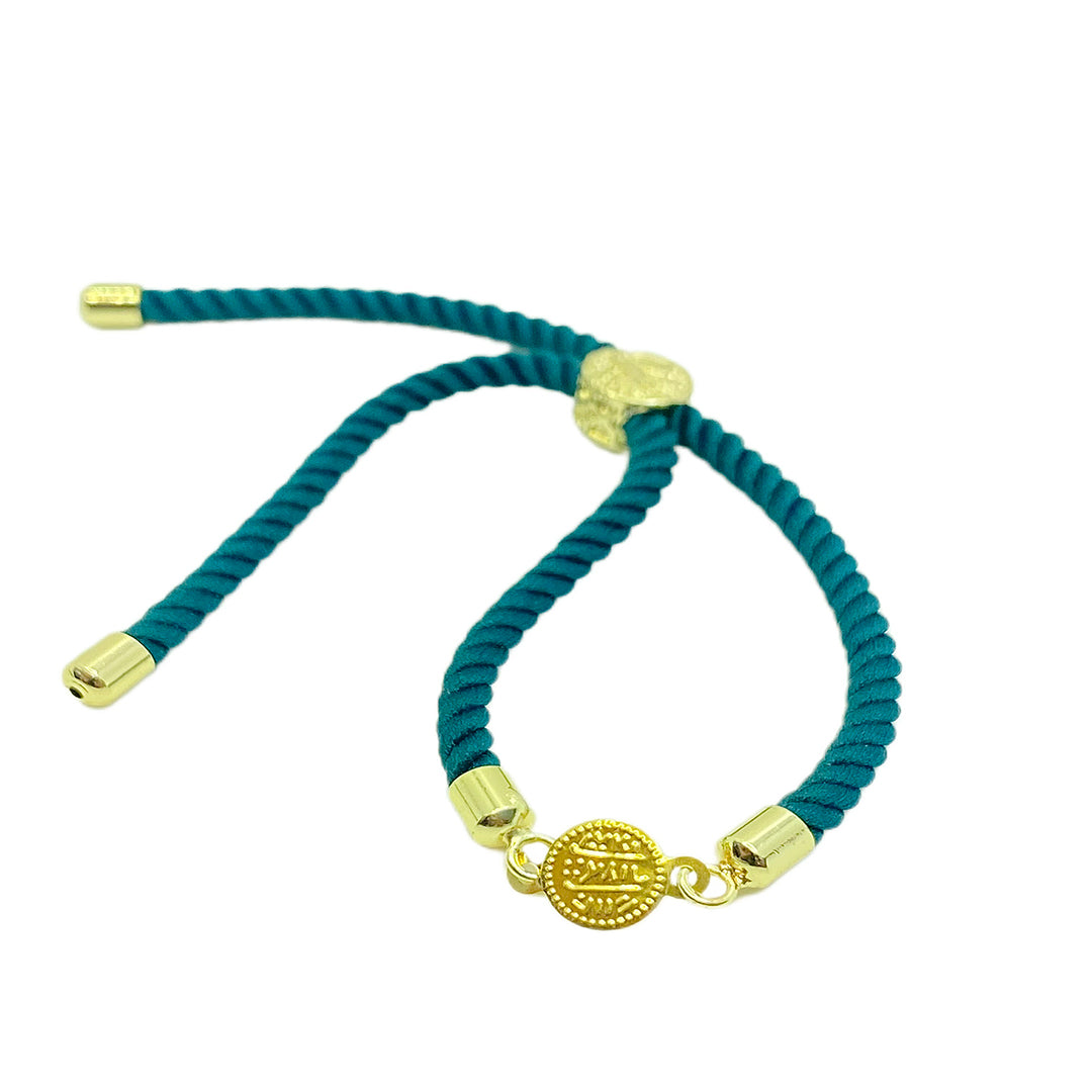 18K Gold Multi Color Thread Adjustable Coin Bracelet - Embellish Gold