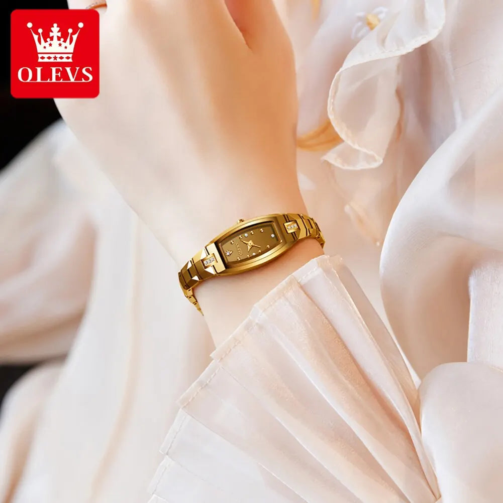 OLEVS Slim Thin Watch for Women - Festive Collection - Embellish Gold Jewelry & Diamond