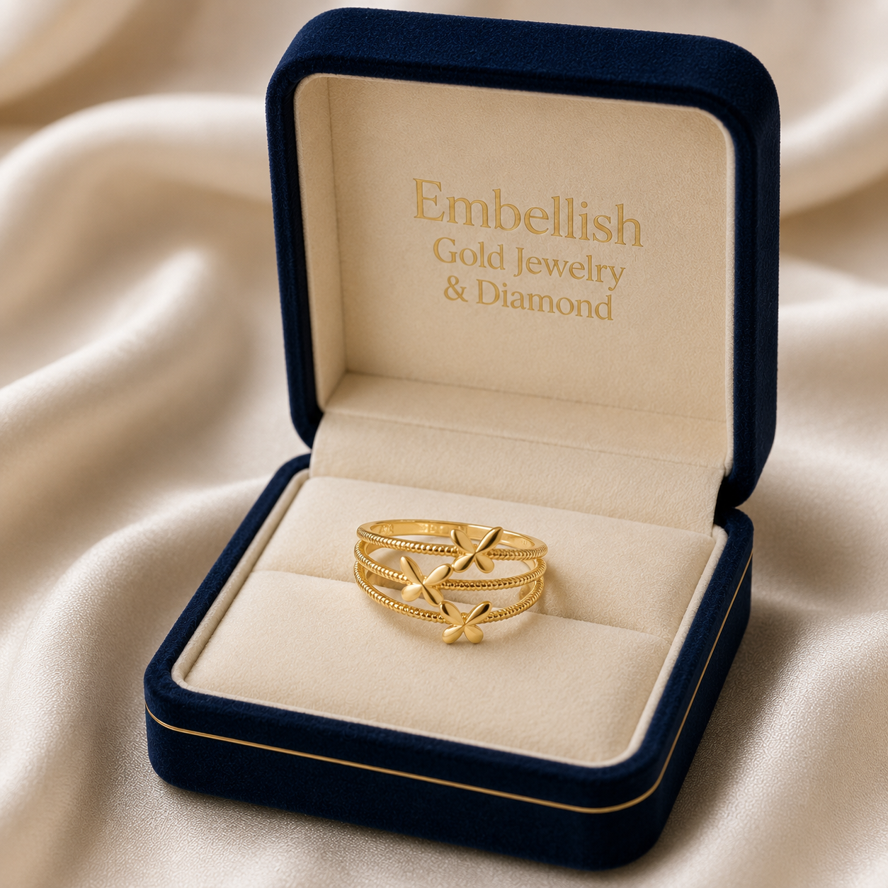 18k Gold 3 Layer Butterfly Ring - ad collection - Embellish Gold Jewelry & Diamond
