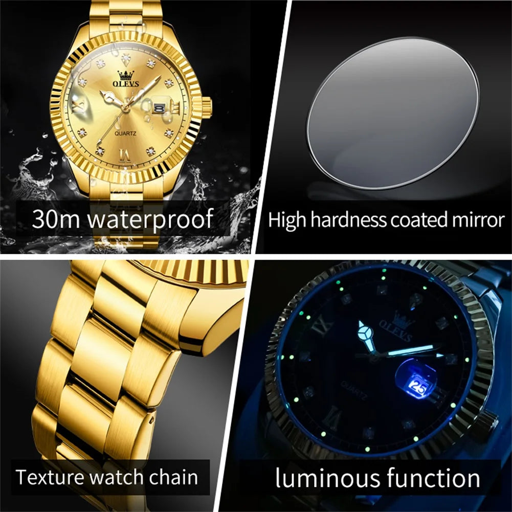 OLEVS Brand Men's Watch - Olevs - Embellish Gold Jewelry & Diamond