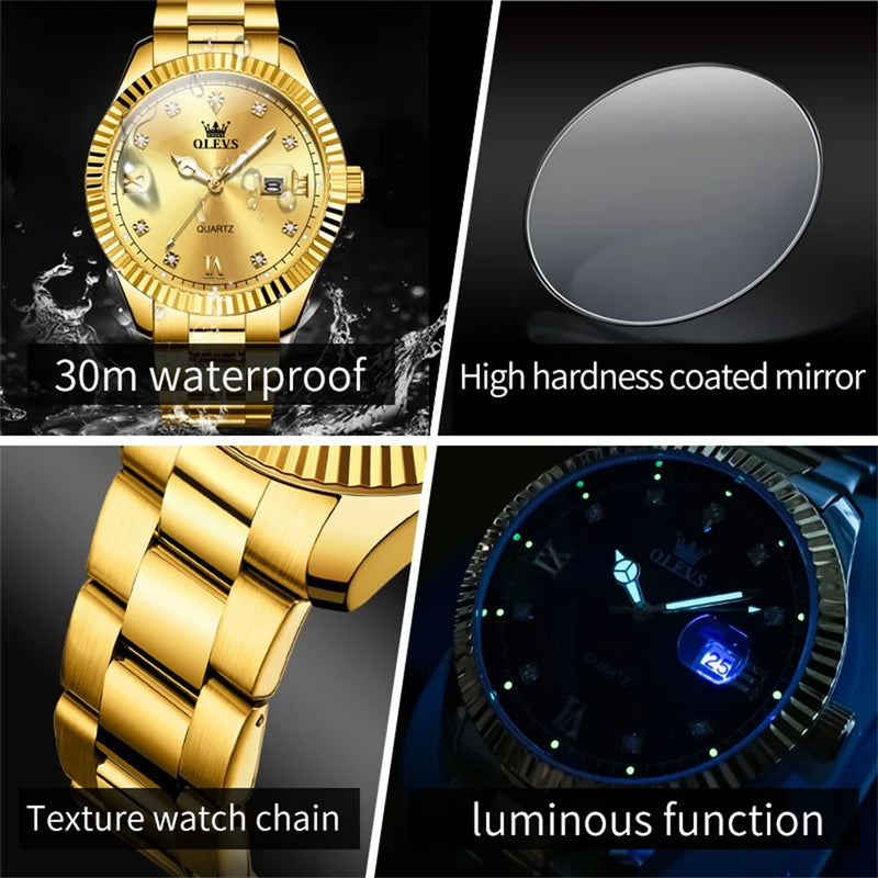 OLEVS Brand Men's Watch - Olevs - Embellish Gold Jewelry & Diamond
