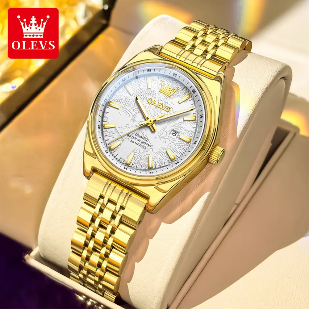 OLEVS Brand Luxury Gold Watch For Woman