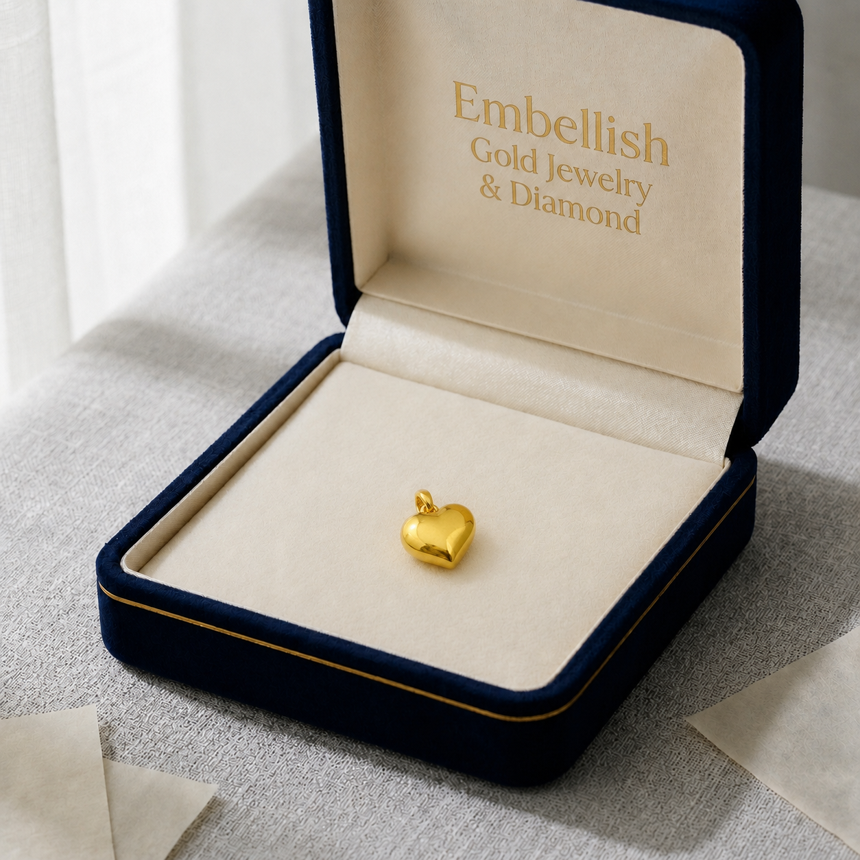 18k Gold Love Heart Pendant - 18k Gold Pendant - Embellish Gold
