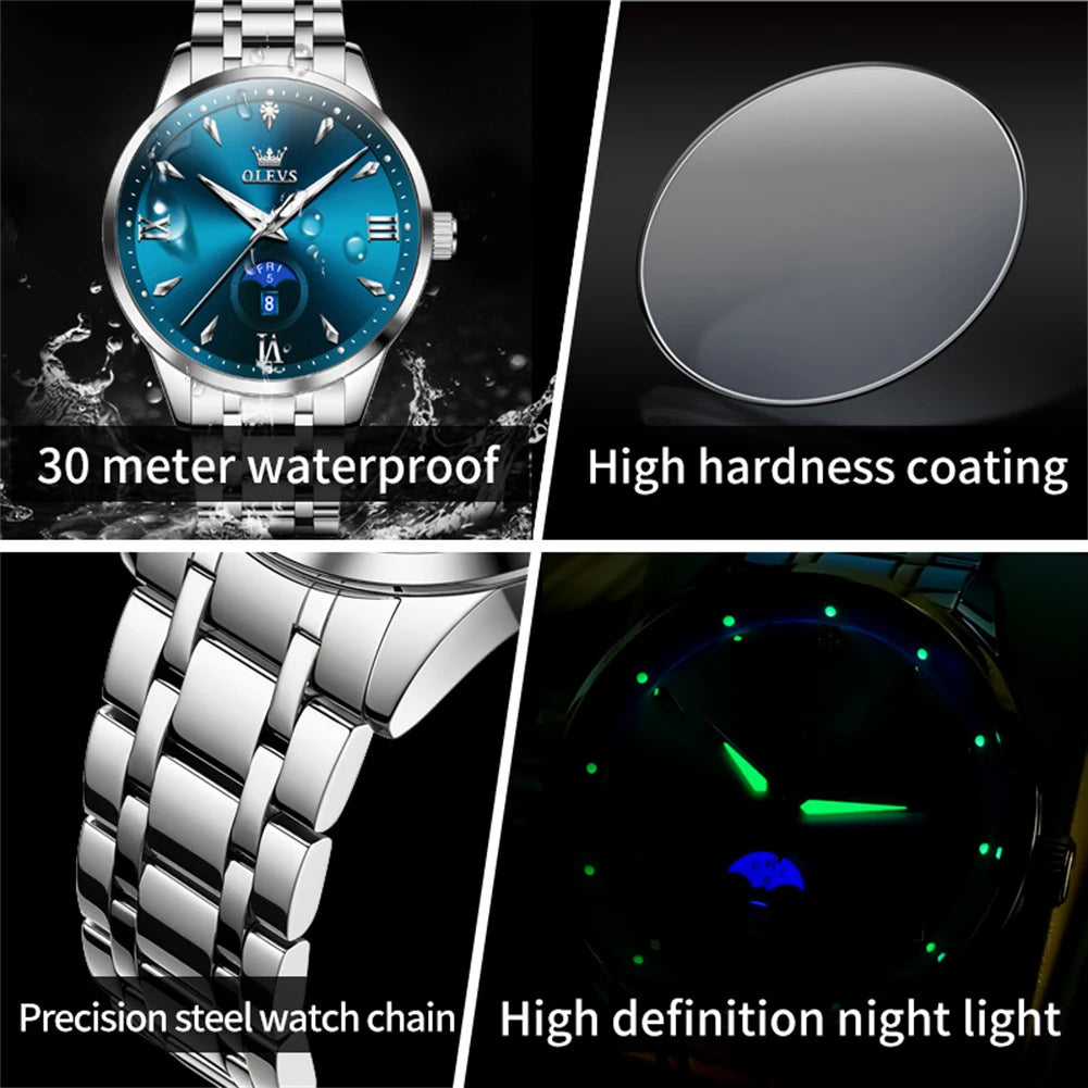 OLEVS Moon Phase men's watches - Olevs - Embellish Gold Jewelry & Diamond
