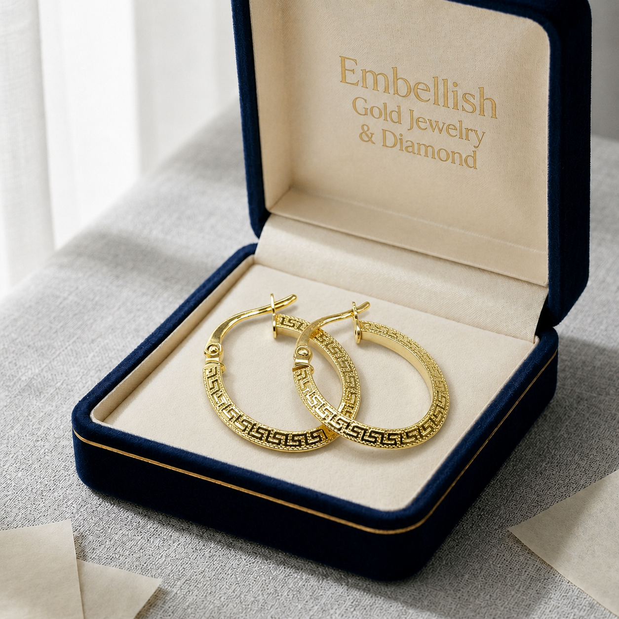 18k Gold Maze Loop Earrings 2 - 18k Gold Earrings - Embellish Gold Jewelry & Diamond