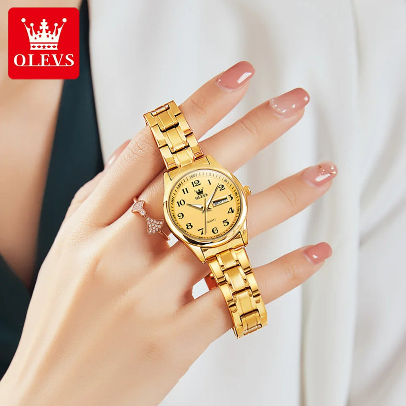 OLEVS Brand Luxury Gold Quartz Watch for Womens - Olevs - Embellish Gold Jewelry & Diamond