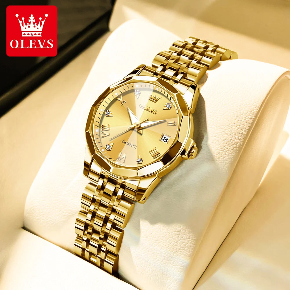 OLEVS Fashion Golden Watch for Women - Olevs - Embellish Gold Jewelry & Diamond
