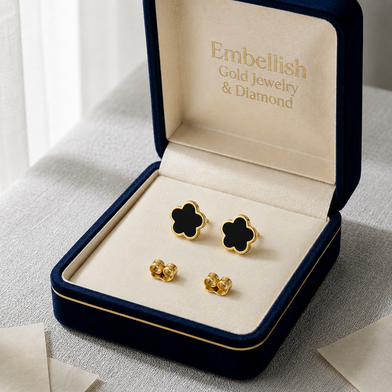 18k Gold Star Colored Earrings - 18k Gold Earrings - Embellish Gold Jewelry & Diamond