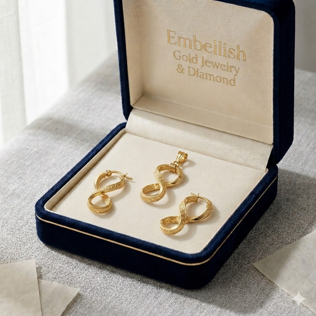 18k Gold Infinity Maze Jewelry Set