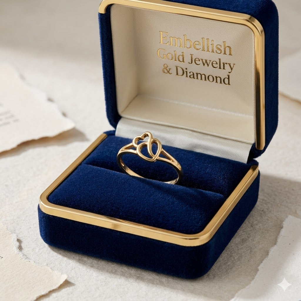 18k Gold Sexy Double Heart Ring