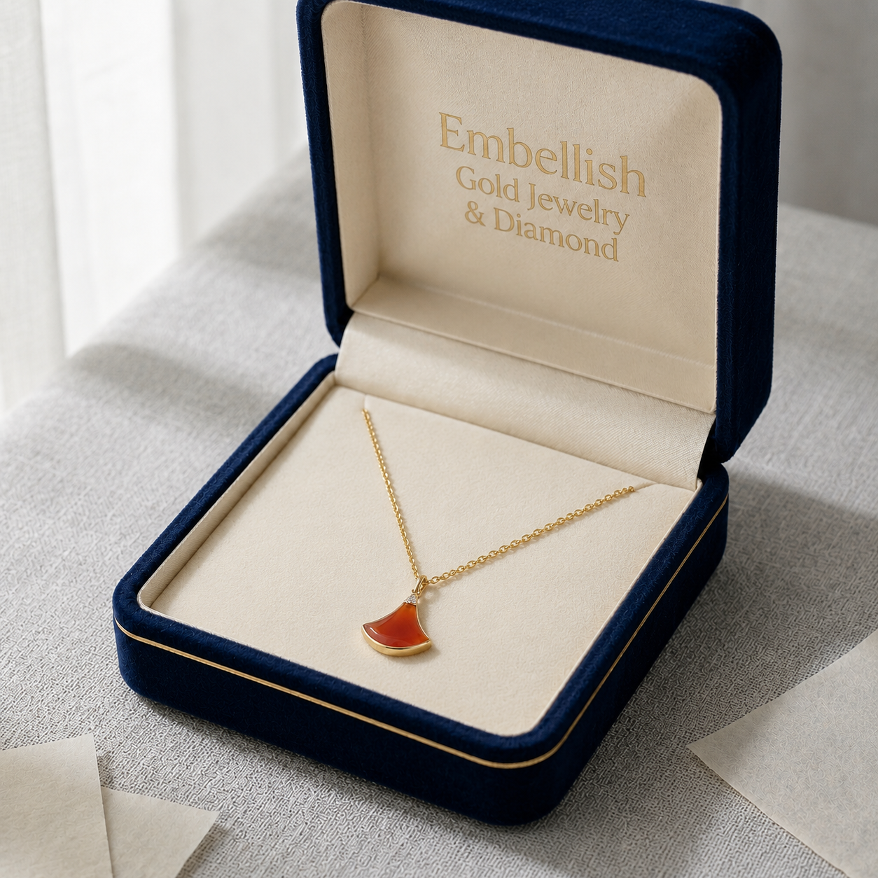 18k Gold Red Triangle Necklace
