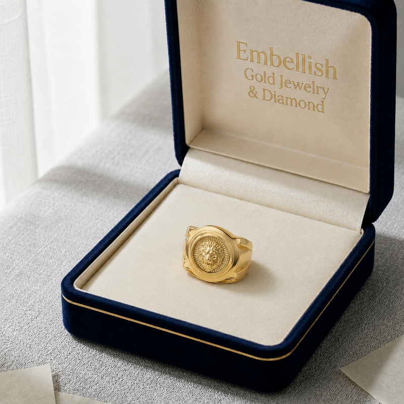 18k Gold Leo Inspired Ring - ad collection - Embellish Gold Jewelry & Diamond