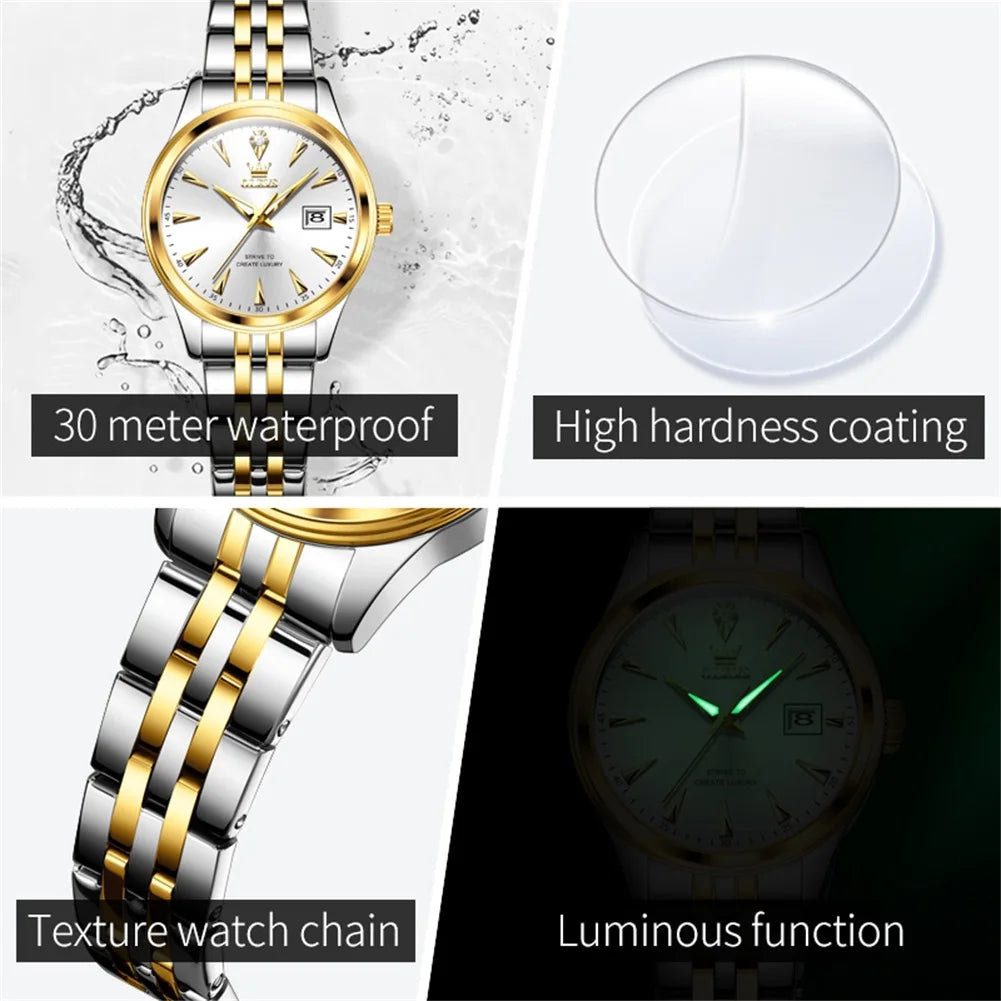 OLEVS Brand Fashion Quartz Watch Women - Olevs - Embellish Gold Jewelry & Diamond