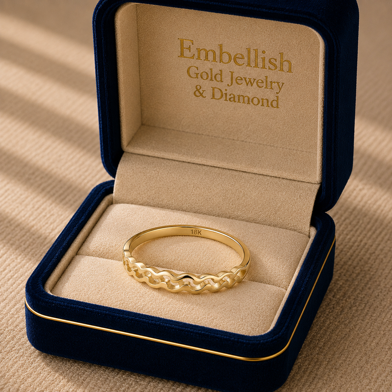 18k Gold Twisted Inspired Ring - 18k Gold Ring - Embellish Gold Jewelry & Diamond