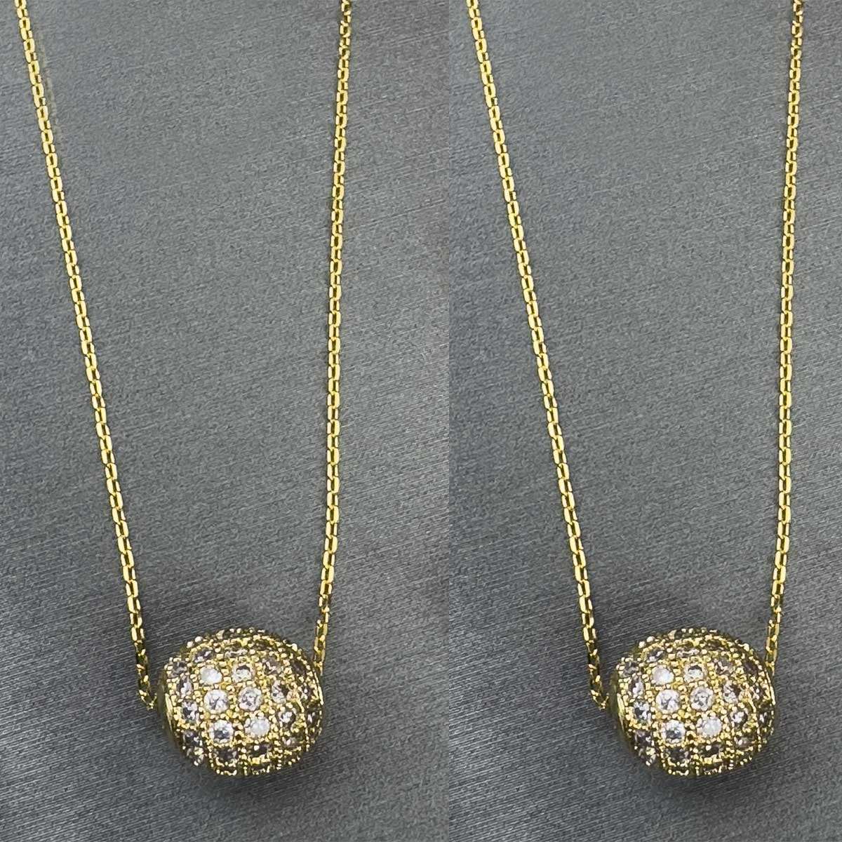 18K Gold 2 Brass Balls Necklace