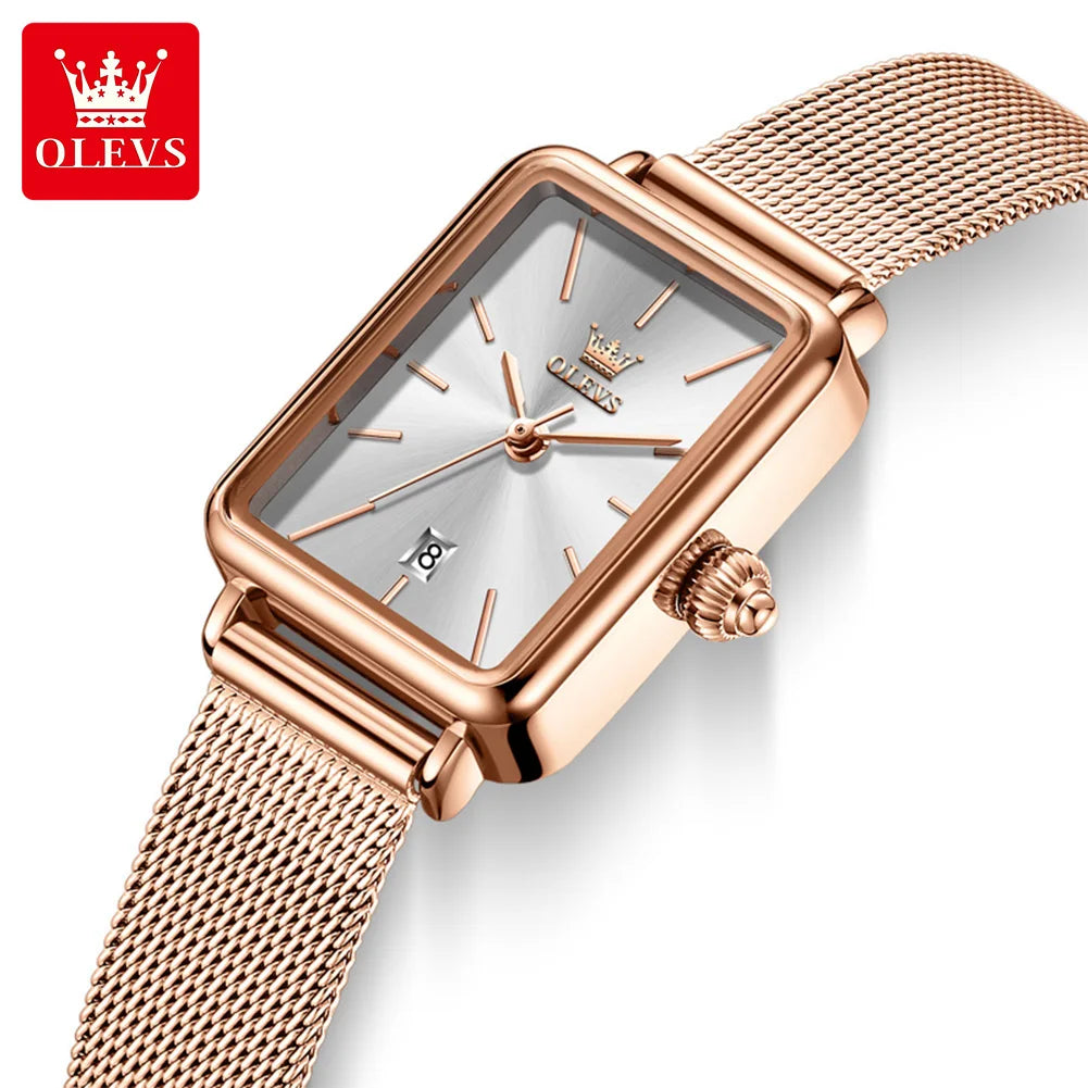 OLEVS 3692 Quartz Wristwatch Gifts Fashion Vintage Square Ultra Thin Ladies Watches - Olevs - Embellish Gold Jewelry & Diamond