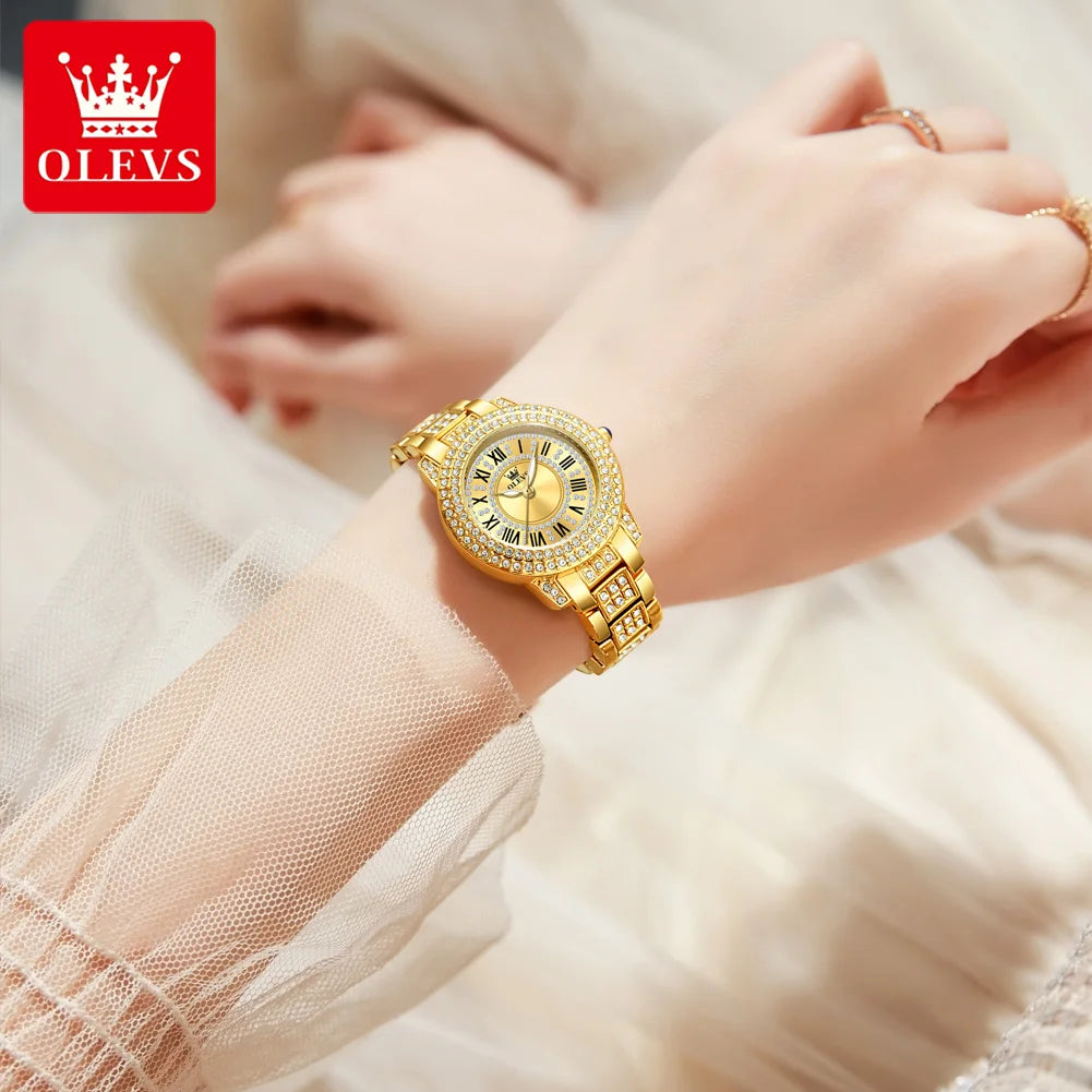 OLEVS 9943 Luxury Diamond Women Watch - Olevs - Embellish Gold Jewelry & Diamond