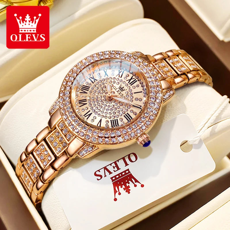OLEVS 9943 Luxury All Diamond Original Quartz Watch for Women