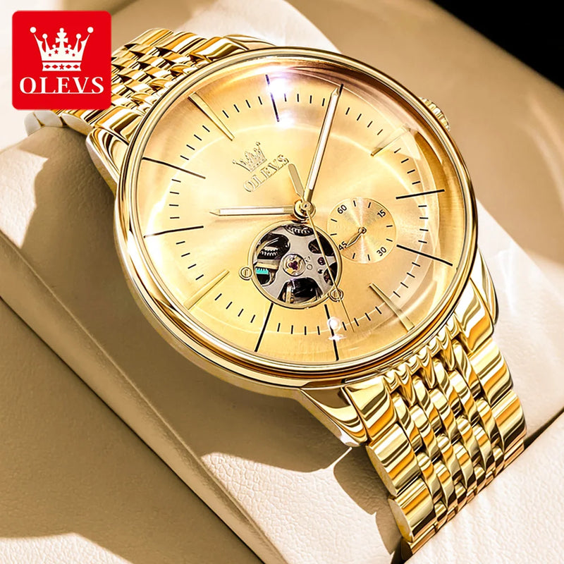 OLEVS Casual Fashion Men's Watches - مجموعة احتفالية - Embellish Gold Jewelry & Diamond