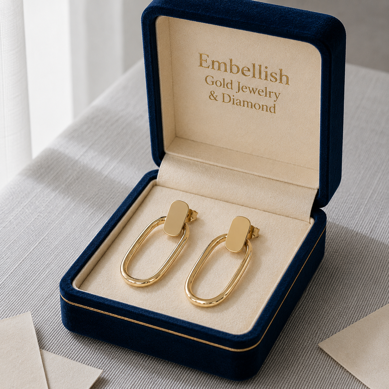 18k Gold Clip Inspired Stud Earrings - 18k Gold Earrings - Embellish Gold Jewelry & Diamond