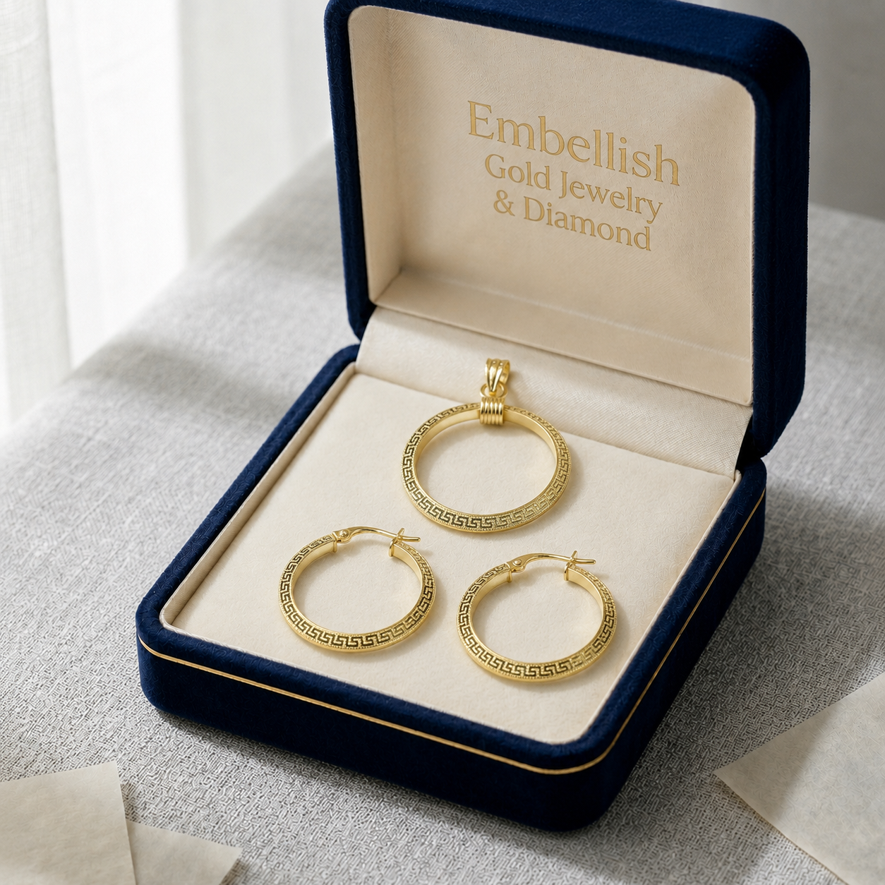 18k Gold Round Maze Jewelry Set - ad collection - Embellish Gold Jewelry & Diamond