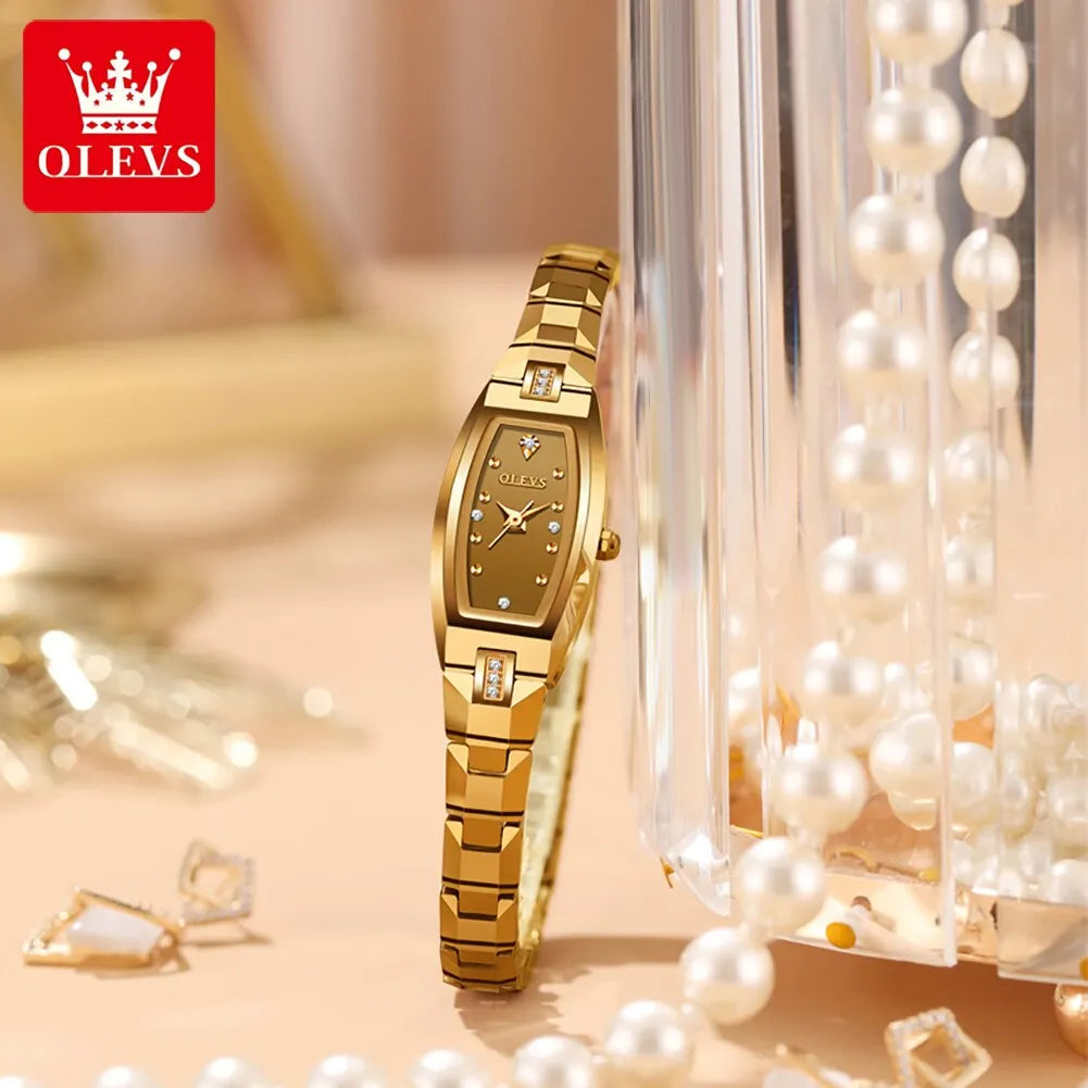 OLEVS Slim Thin Watch for Women - Festive Collection - Embellish Gold Jewelry & Diamond