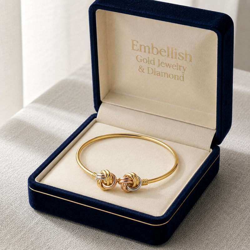 18k Gold Tri Color Cinnamon Bangle - 18k Gold Bangle - Embellish Gold Jewelry & Diamond