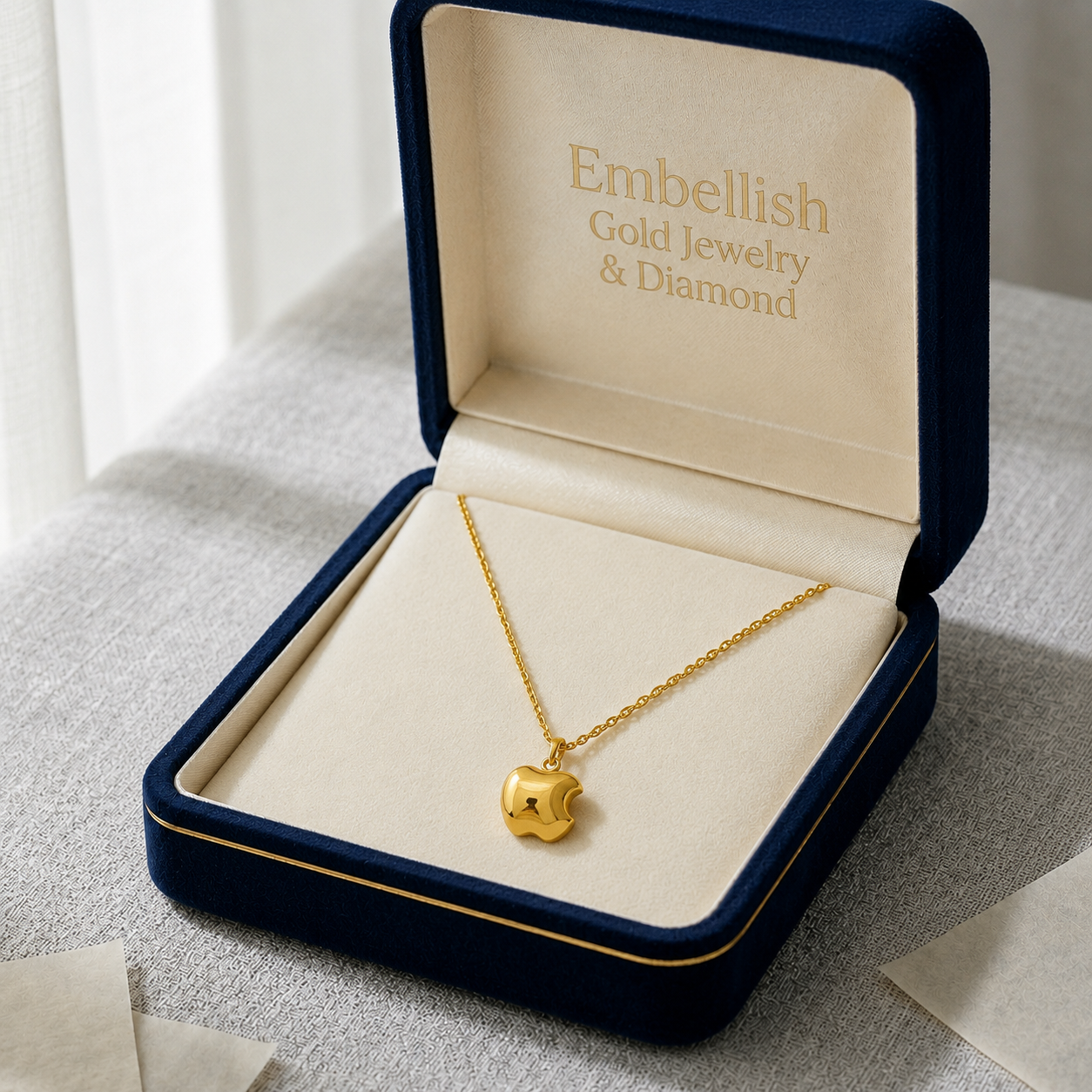 18k Gold Apple Necklace