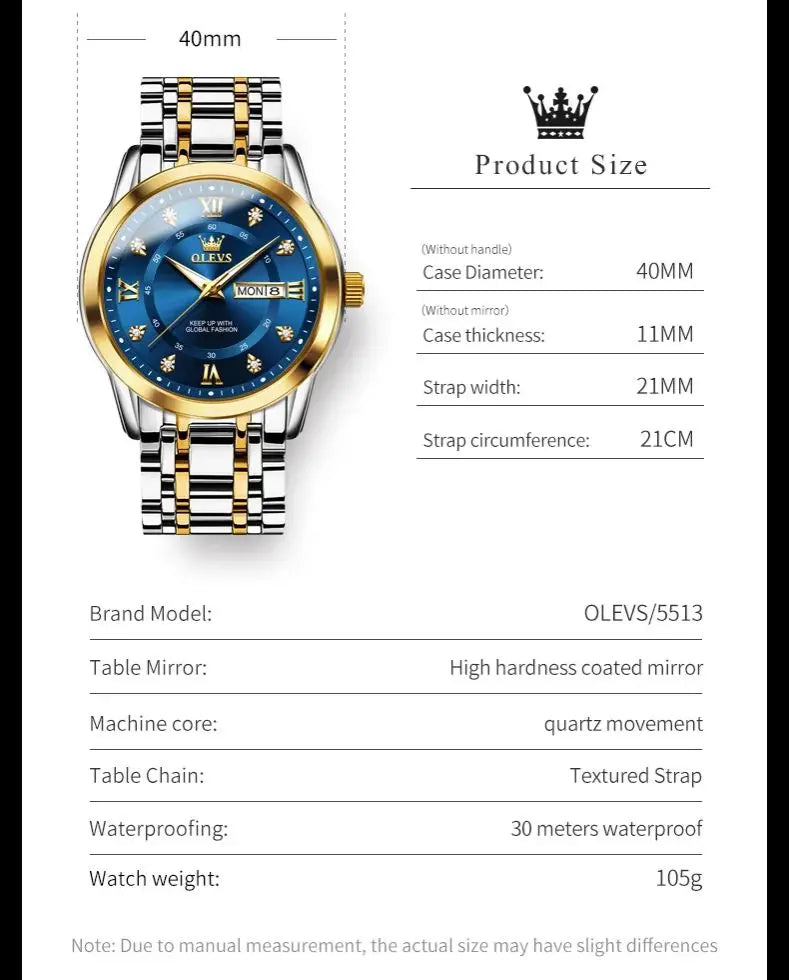 OLEVS 5513 Man Watch - Olevs - Embellish Gold Jewelry & Diamond