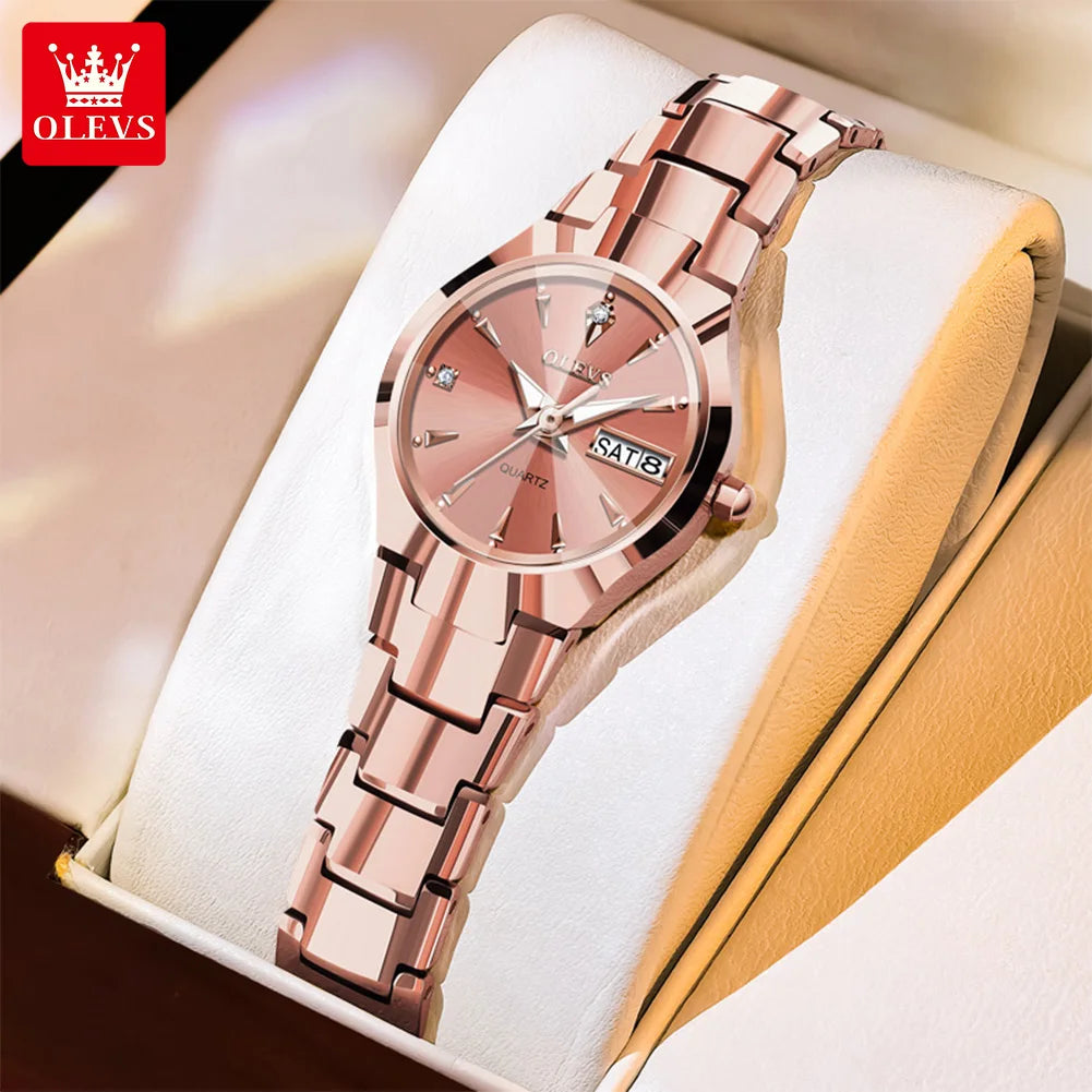 OLEVS 8697 Women's Multi-functional Watch - Festive Collection - Embellish Gold Jewelry & Diamond