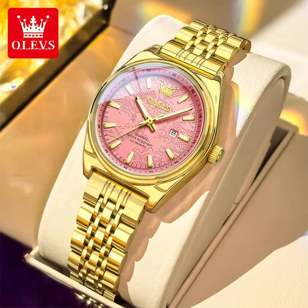 OLEVS New 3703 Watches Woman - Festive Collection - Embellish Gold Jewelry & Diamond