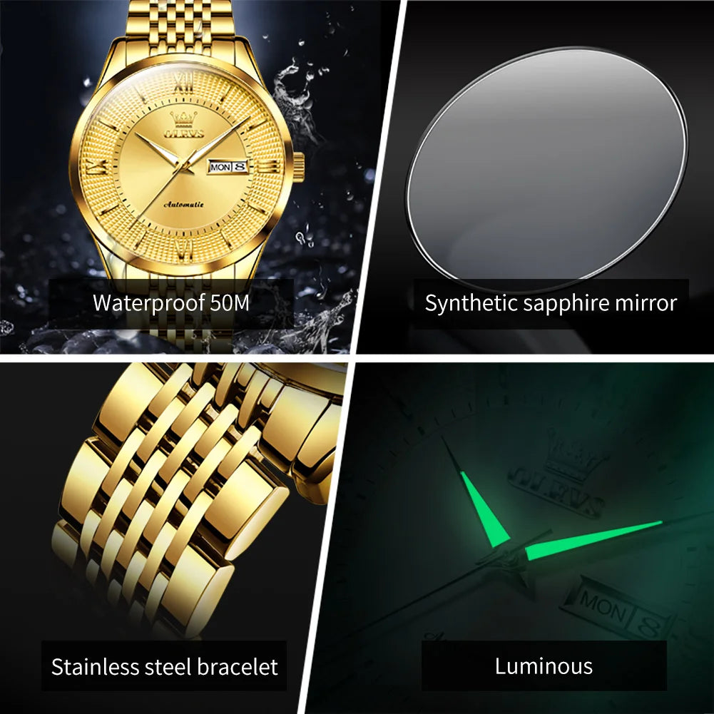 OLEVS 6657 Imported Automatic Movement Men's Watches - Olevs - Embellish Gold Jewelry & Diamond