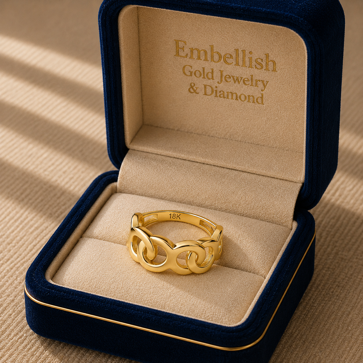 18k Gold Loop Style Ring - 18k Gold Ring - Embellish Gold Jewelry & Diamond