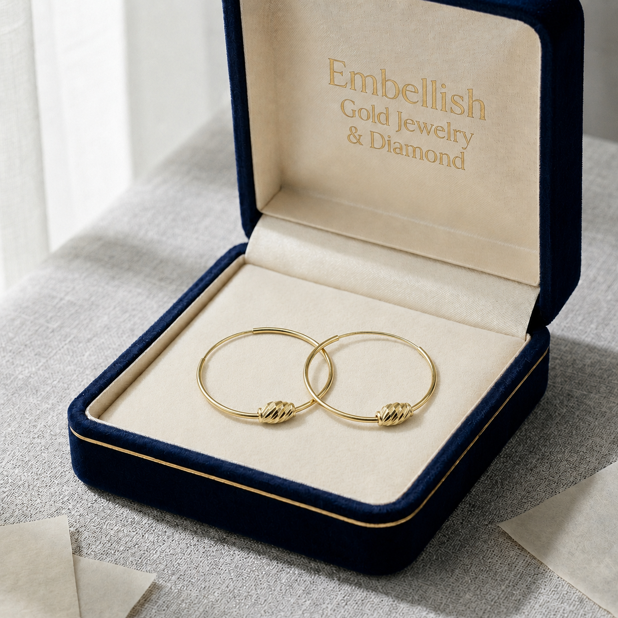 18k Gold Spiral Inspired Loop Earrings - 18k Gold Earrings - Embellish Gold Jewelry & Diamond