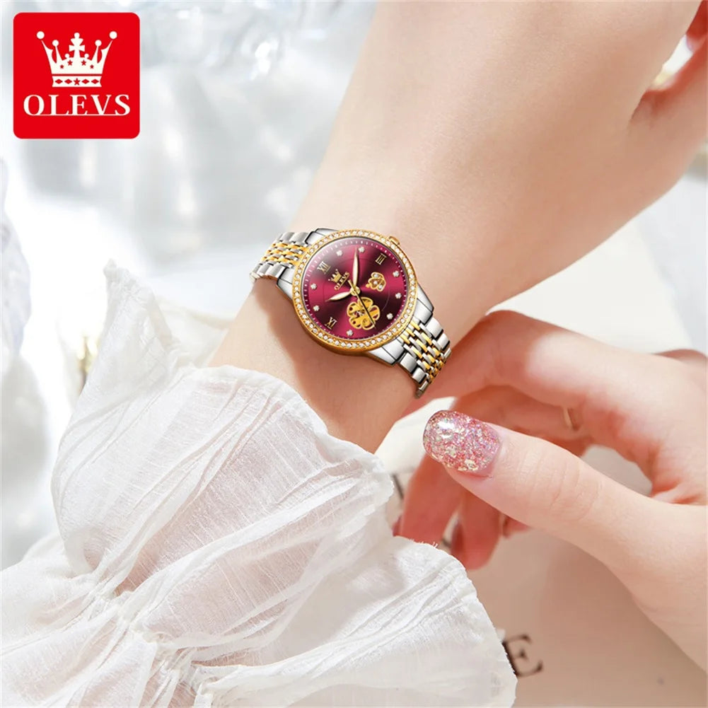OLEVS 6706 New Women's Watch - Festive Collection - Embellish Gold Jewelry & Diamond