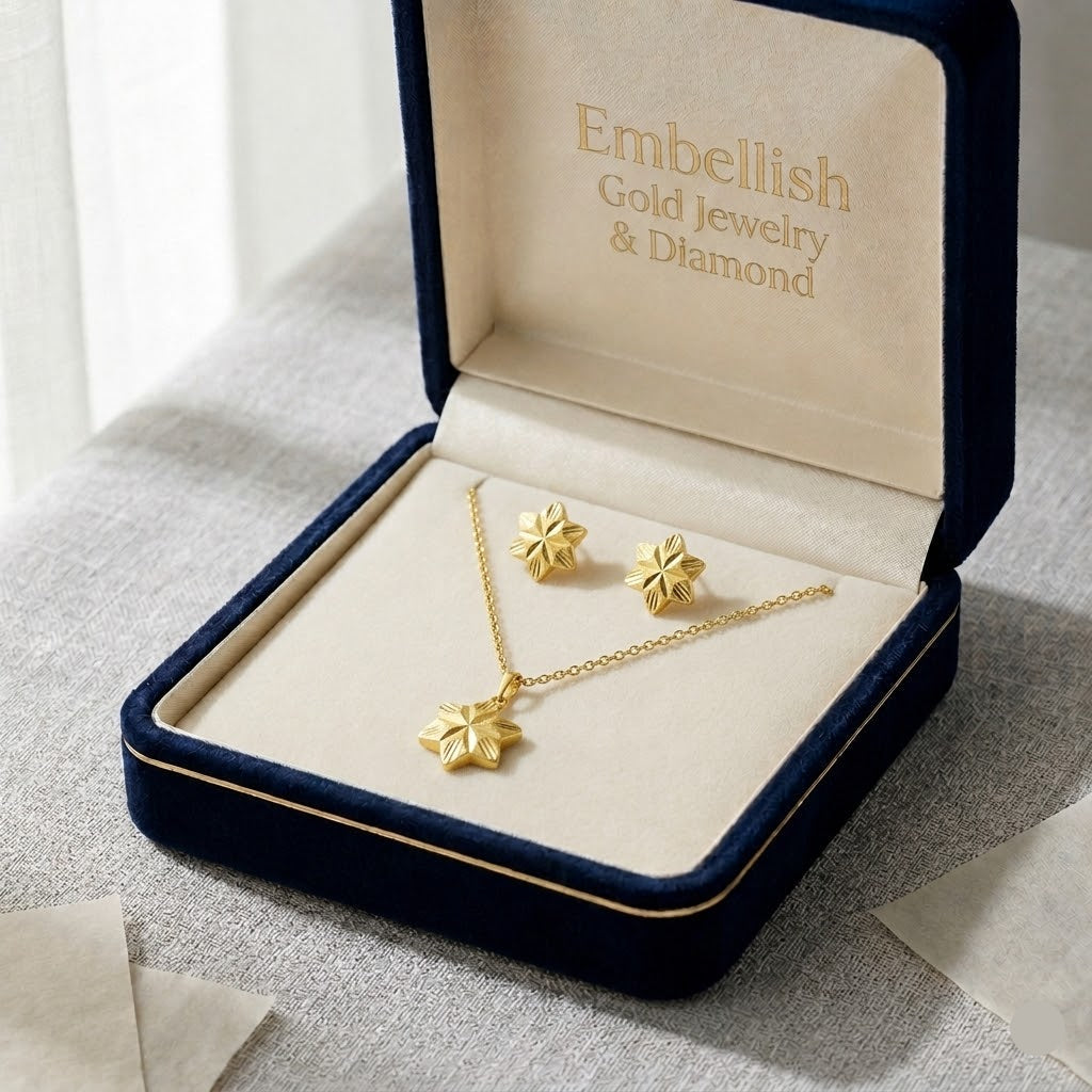 18k Gold Hexa Flower Set