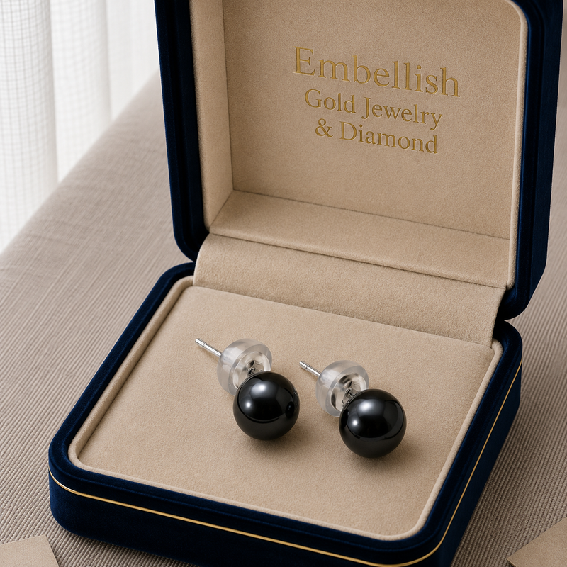 925 Original Pearl Silver Earrings Black - 925 Silver Earrings - Embellish Gold Jewelry & Diamond