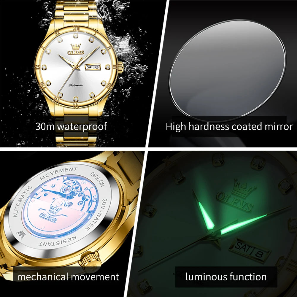 OLEVS Men's Watches - Festive Collection - Embellish Gold Jewelry & Diamond