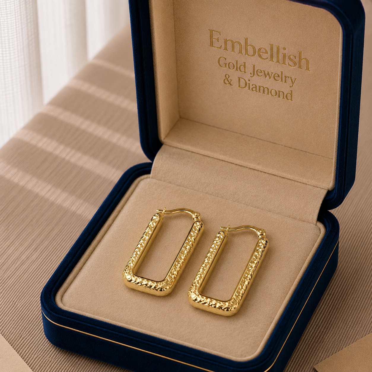 18k Gold Long Snake Skin Loop Earrings - 18k Gold Earrings - Embellish Gold Jewelry & Diamond