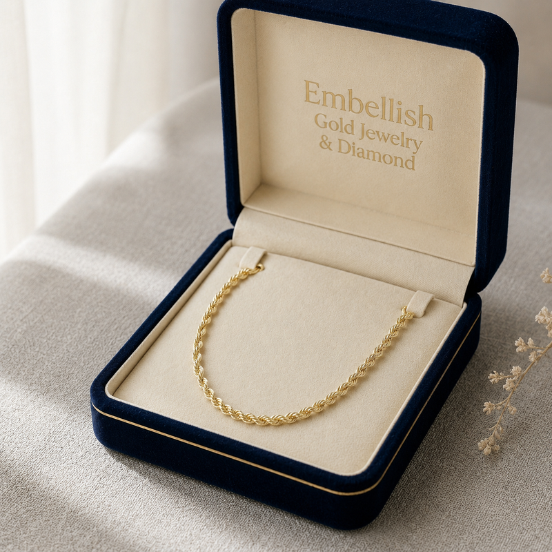 18k Gold Rope Chain 6 - 18k Gold Chain - Embellish Gold Jewelry & Diamond